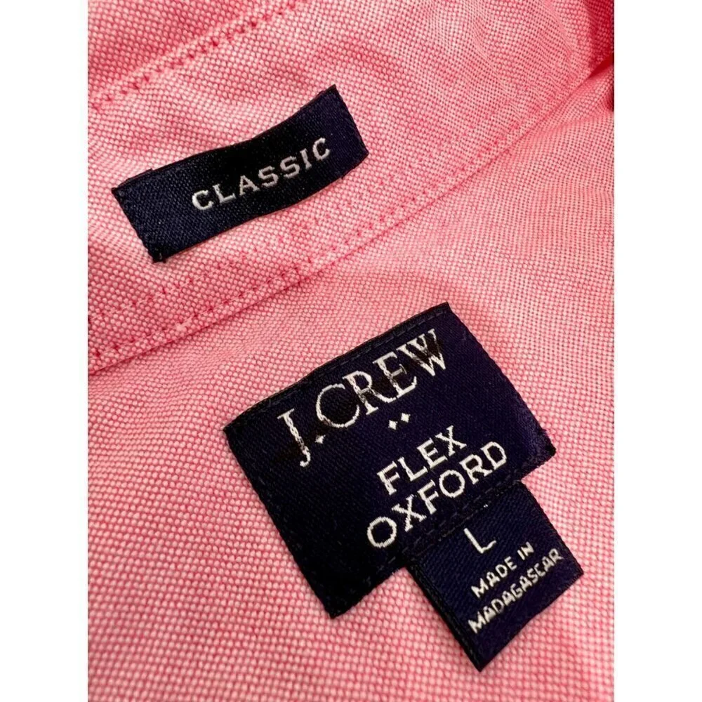 New J. Crew Size L Flex oxford casual shirt Pink SP23 *Thread Pull*